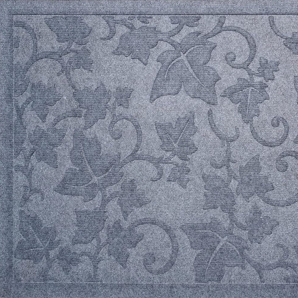 HomeRoots 36" Light Gray Rubber Botanical Leaves Outdoor Door Mat Wayfair